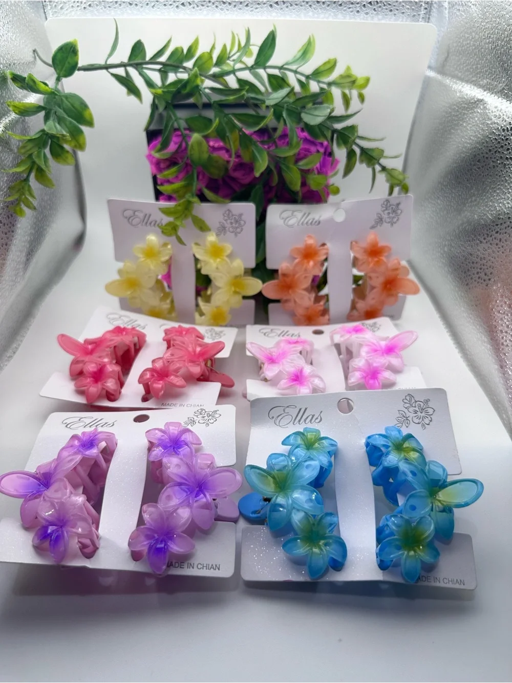 Purple Flower Hair Accessories Claw Clips